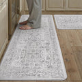 PureCozy Kitchen Mats 2PCS Anti Fatigue Cushioned Mat Black Vintage Kitchen Mats for Floor Waterproof Non Slip Comfort Standing Retro Floral Rug for Sink Laundry Office 17.3"x47"+17.3"x30"