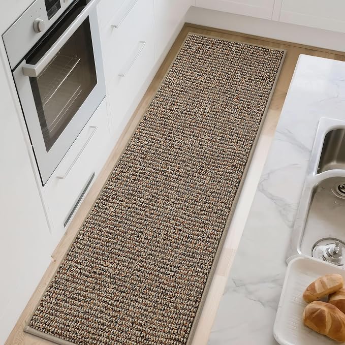 BEQHAUSE Kitchen Runner Rugs 24"x60", Non-Slip Kitchen Mats for Floor, Super Absorbent and Stain Resistant Kitchen Rug, Machine Washable Rugs for Kitchen, Hallway, Laundry & Sink, Taupe