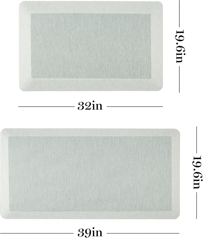 MARTHA STEWART Mira Modern Heathered Solid Anti-Fatigue Air-Infused Kitchen Mat, Mint Green, 19.6"x32"