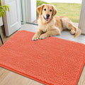 Smiry Dog Door Mat for Muddy Paws 36x24, Absorbent Dirt Trapper, Non-Slip Washable Chenille Entryway Rug for Inside Floor, Coral, Classic Solid