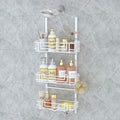 SWTYMIKI Shower Caddy Hanging Organizer - 3-Tier Rustproof Shower Organizer Over Showerhead with Adjustable Baskets, 24 Hooks, Soap & Razor Holder - No Drill Large Bathroom Storage Rack, White