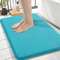 OLANLY Thick Memory Foam Small Bathroom Rugs 24x16, Extra Soft Absorbent Bath Rug, Quick Dry Bath Mats, Non-Slip, Machine Washable Carpet for Bathroom, Tub and Shower, Home Decor Accessories, Aqua Sky