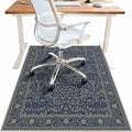 48"x72" Office Chair Mat for Hardwood Tile Floor, Under Desk Carpet Protector for Rolling Computer Chair Mat, Machine Washable Area Rug, Anti-Slip 1/5" Thick Low Pile Thin Vinyl Floor Mat, Floral Navy