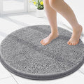 Smiry Luxury Chenille Round 24x24, Extra Soft and Absorbent Shaggy Bathroom Mat Rugs, Machine Washable, Non-Slip Plush Carpet for Tub, Shower, and Bath Room, Grey