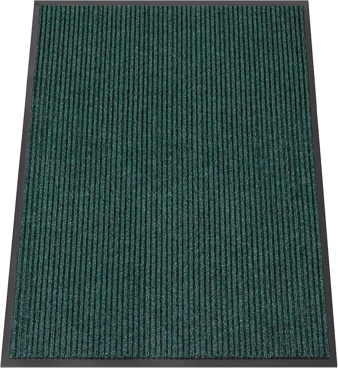 Indoor Outdoor Door Mat, 4’x 3' Doormat for Entryway, Rubber Backing Non Slip Front Door Mat Outside Entrance, Super Absorbent Commercial Floor Mat for Home Office, Green