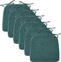 Ruqmuis Chair Cushions for Dining Chairs, 2" Thick Seat Cushions for Kitchen Chairs, D-Shaped Chair Pads with Washable Cover, Ties and Non Slip Backing, 17'' x 16'', Set of 6, Green
