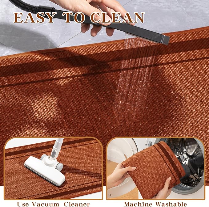 chakme Bathroom Rugs Mat 24x17, Ultra Thin Non Slip Bath Mat Small Quick Dry Absorbent Bath Mat for Bathroom Floor, (Orange, 24"x17")