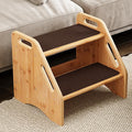 AMBIRD Wooden Step Stool with Washable and Removable Mats, Toddler Step Stools 300 lbs Capacity with Non-Slip Pads and Handles, Kid Step Stool for Kitchen, Bathroom, Bedroom (Natural with Brown Mats)
