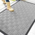 OLANLY Front Door Mat Outside Entrance 47x32, Absorbent, Heavy Duty Sturdy Natural Rubber Doormat Indoor Outdoor, Non-Slip, Stain and Fade Resistant, Low Profile Floor Mat for Entryway, Light Gray