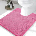 Smiry Luxury Chenille Toilet Rugs U-Shaped 24x20, Soft Absorbent Non-Slip Contour Bathroom Rugs for Toilet, Machine Washable Contoured Bath Mats, Hot Pink