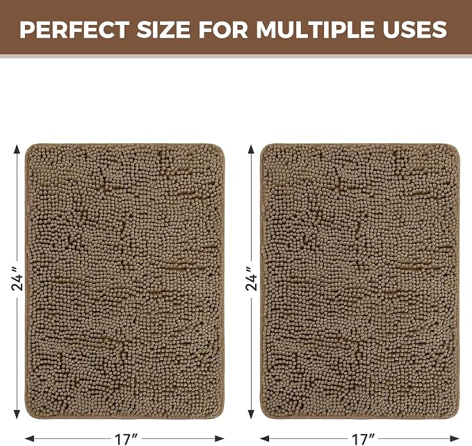 Bcoimo Bathroom Rug Set, Chenille Bathroom Rugs, Absorbent Non Slip Plush Bath Mats, Machine Washable Fast Drying Floor Mats for Tub, Shower, Sink, Vanity
