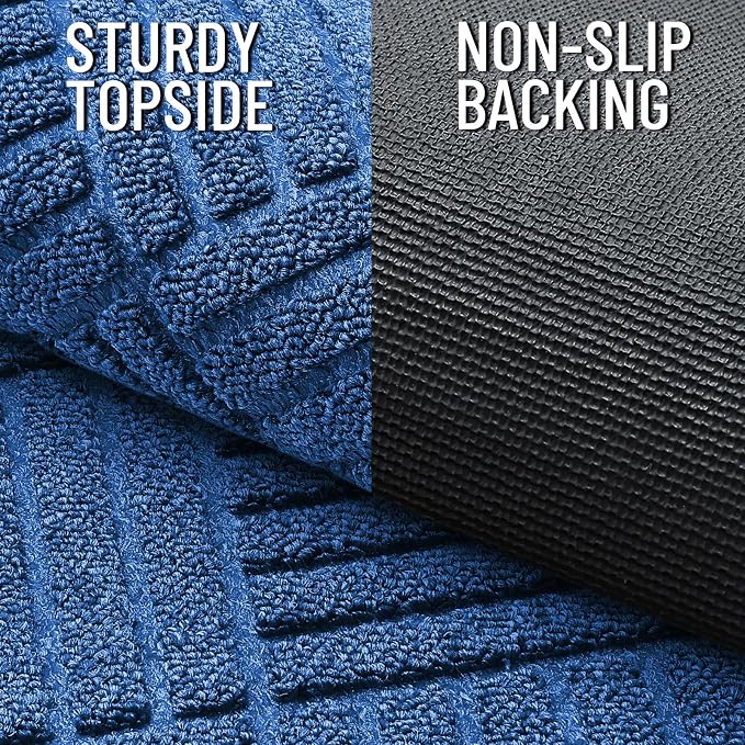 OLANLY Front Door Mat Outside Entrance 33x21, Absorbent, Heavy Duty Sturdy Natural Rubber Doormat Indoor Outdoor, Stain and Resistant, Non-Slip Low Profile Floor Mat for Entryway, Ocean Blue Diamond