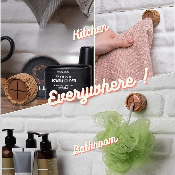 HEFA Towel Hooks - Dish, Hand & Kitchen Towel Holder - Eco-Friendly 8-Pack