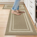COSY HOMEER Kitchen Rugs Sets 2PCS,Non-Slip Washable Kitchen Mats for Floor,Absorbent and Stain Resistant Kitchen Runner Rugs for Kitchen Sink Laundry Entryway,20"x30"+20"x48",Beige