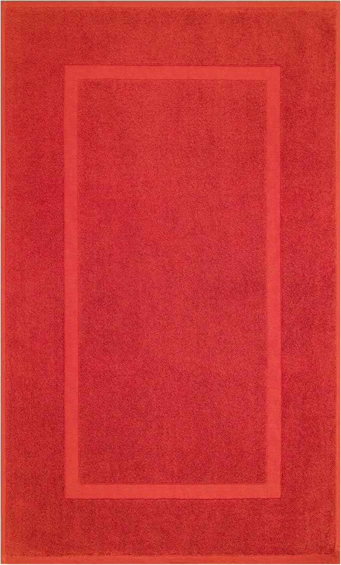 Cotton Paradise 100% Cotton Turkish Bathmat Set, Soft Absorbent Quick Dry, 2 Piece 20x34 Bathmat Floor Set, Red