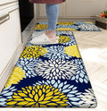 Kitchen Mats Set of 2 Cushioned Anti Fatigue Kitchen Rugs Non Slip Waterproof Kitchen Runner Memory Foam Floor Mat Comfort Standing Mat for Sink,Office,Laundry, Navy Yellow