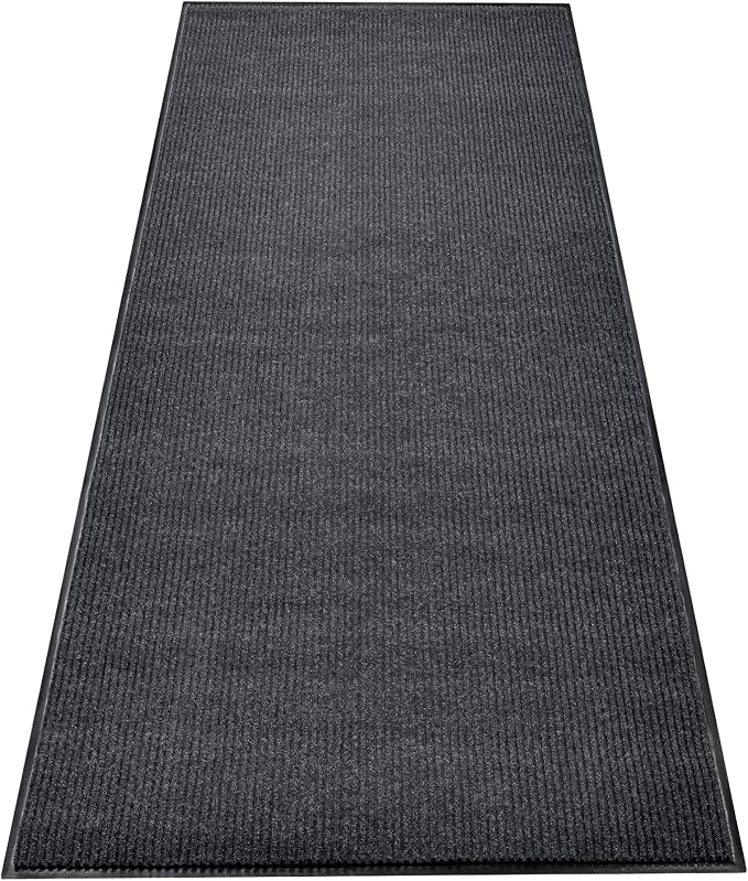 Durable Rubber Door Mat - Heavy Duty, Indoor/Outdoor, Easy Clean, Waterproof, Low-Profile Mat for Entry, Patio, Garage - Stylish (Charcoal, 6' x 2' (Mud Trapper))