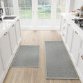 SUMLANS Kitchen Mat Set of 2 PCS, Cushioned Non Slip Rugs for Kitchen Floor, Absorbent Runner Comfort Standing Mats Washable for Kitchen, Office, Home (Grey, 17.3"x47"+17.3"x30")