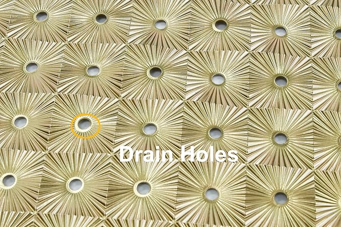 Bathtub Mat Non Slip with Suction Cups 15"x27" - Anti-Slip Shower Mat for Kids, Toddlers, and Seniors - Machine Washable Bath Tub Mat with Multiple Drainage Holes (Gold)