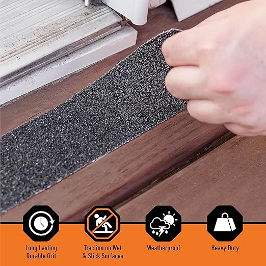 Gorilla Anti-Slip Tread Tape, 2" x 10' Roll, Black, (Pack of 4)