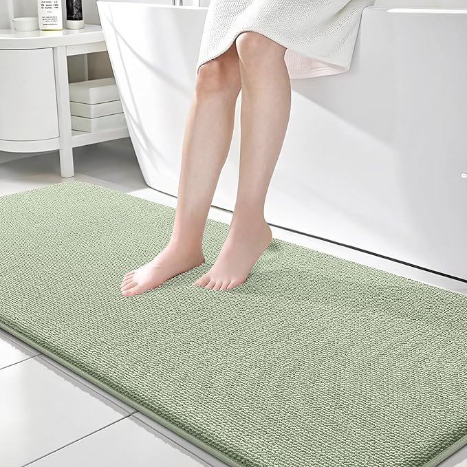 OLANLY Thick Memory Foam Bathroom Runner Rugs 70x24, Extra Soft Absorbent Long Bath Rug, Quick Dry, Non-Slip, Machine Washable Bath Mat for Bathroom, Tub and Shower, Home Decor Accessories, Sage Green