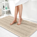 OLANLY Thick Bathroom Runner Rugs 44x24, Extra Absorbent Chenille Striped Bath Rugs, Rubber Backing, Machine Wash Dry, Long Bath Mats for Bathroom Floor, Tub and Shower, Home Decor Accessories, Sand