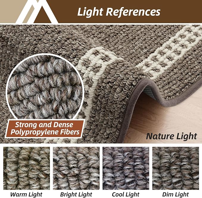 COSY HOMEER Kitchen Rugs Non-Slip 20x30/20x48 Inch Thick Polypropylene Standing Mat for Home Machine Washable, Brown
