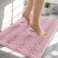 OLANLY Thick Small Bathroom Rugs 24x16, Extra Soft Absorbent Chenille Striped Bath Rugs, Rubber Backing, Machine Wash, Bath Mats for Bathroom Floor, Tub and Shower, Home Decor Accessories, Dusty Rose
