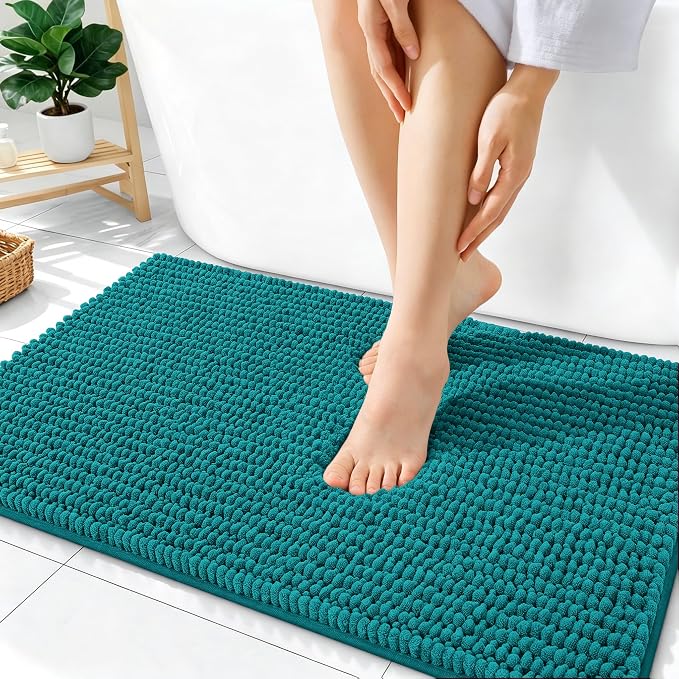 OLANLY Thick Bathroom Rugs 36x24, Extra Soft Absorbent Chenille Bath Rugs, Rubber Backing, Machine Wash Dry, Bath Mats for Bathroom Floor, Tub and Shower, Home Decor Accessories, Deep Lake