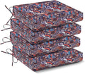 IPYNBAP Outdoor Chair Cushions Set of 4 -Waterproof Outdoor Seat Cushions for Patio Furniture, Patio Chair Cushion with Handle and Ties, Out Door Chair Pads,19x19x3-Square, Artistic Floral