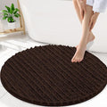 Smiry Bathroom Rugs Mat Round 30x30, Soft Absorbent Chenille Bath Rugs, Non Slip Rubber Backing Machine Washable Quick Dry Bath Mats for Bathroom Floor, Tub, Shower, Home Accessories, Brown