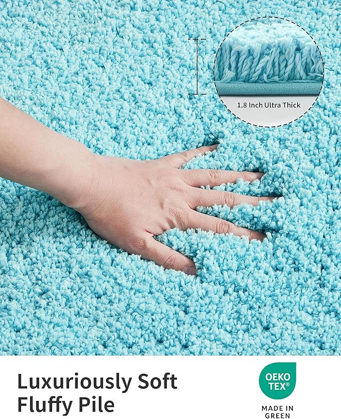 ILANGO Teal Bathroom Rugs 60" × 24" Non Slip & Super Absorbent Thick Soft, Washable Bath Carpet Runner for Floor, Microfiber Plush Shaggy Bath Mats with Rubber for Bedroom Bathtub Shower Room