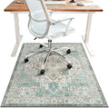 48"x72" Office Chair Mat for Hardwood Tile Floor, Under Desk Carpet Protector for Rolling Computer Chair Mat, Machine Washable Area Rug, Anti-Slip 1/5" Thick Low Pile Thin Vinyl Floor Mat, Cyan