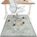 48"x60" Office Chair Mat for Hardwood Tile Floor, Under Desk Carpet Protector for Rolling Computer Chair Mat, Machine Washable Area Rug, Anti-Slip 1/5" Thick Low Pile Thin Vinyl Floor Mat, Cyan