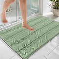 OLANLY Thick Bathroom Rugs 36x24, Extra Soft Absorbent Chenille Striped Bath Rugs, Rubber Backing, Machine Wash Dry, Bath Mats for Bathroom Floor, Tub and Shower, Home Decor Accessories, Sage Green