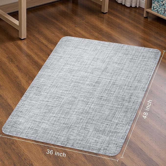 Sycoodeal Office Chair Mat for Hardwood & Tile Floor,Computer Gaming Chair Mat for Rolling Chairs Non-Curve, Anti-Slip, Heavy Duty Floor Protector for Home Office,Grey (36" x 48")
