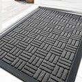 OLANLY Front Door Mat Outside Entrance 33x21, Absorbent, Heavy Duty Sturdy Natural Rubber Doormat Indoor Outdoor, Stain and Fade Resistant, Non-Slip Backing Low Profile Floor Mat for Entryway, Grey