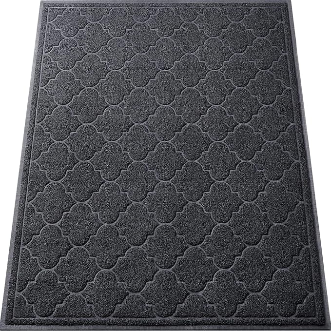 LuxStep Door Mat Large 36X47 Inch Indoor Outdoor Doormat, Non-Slip Low-Profile Design Floor Mat,Front Door Welcome Mat for Entryway,Patio,Garage, Black