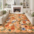 DUKINO 6x9 Area Rug, Floral Washable Rugs for Living Room with Non Slip Backing & Non-Shedding, Lightwight Low Pile Boho Design Large Carpets for Bedroom, Living Room, Dining Room, Orange