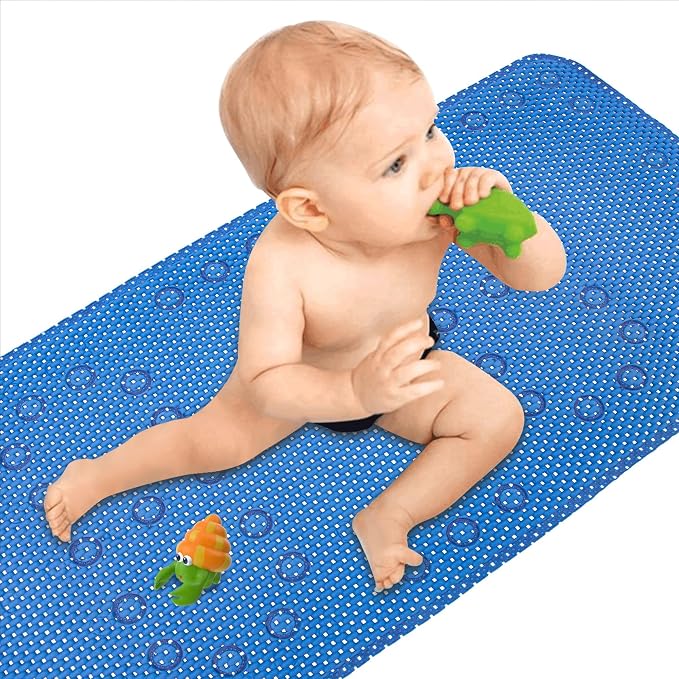Bathtub Mat Non Slip Ivory 36” X 17” Shower Mat Soft Foam Bath Mats for Bathroom Tub, Bathtub Mat with Drain Holes, Suction Cups, Shower Mat Non Slip