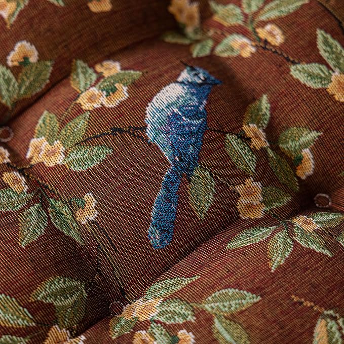 vctops Farmhouse Bird Print Chair Cushions with Ties U-Shaped Soft Comfortable Chair Pads Non Slip Seat Cushions for Indoor Dining Room and Kitchen Chairs (Coffee,16"x16")