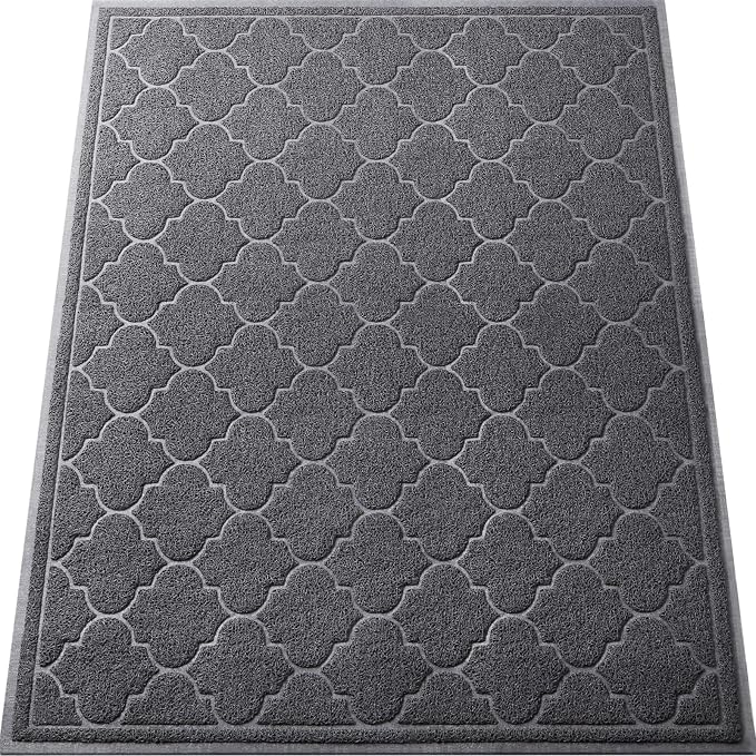 LuxStep Door Mat Large 36X47 Inch Indoor Outdoor Doormat, Non-Slip Low-Profile Design Floor Mat, Front Door Welcome Mat for Entryway,Patio,Garage, Grey