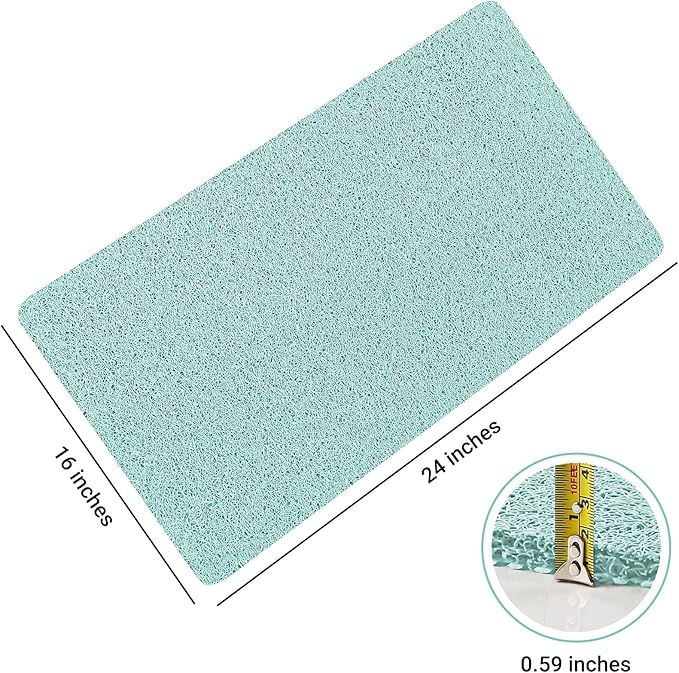 LuxStep Shower Mat Bathtub Mat,24x16 inch, Non-Slip Bath Mat with Drain, Quick Drying PVC Loofah Bathmat for Tub,Shower,Bathroom (Phthalate Free,Green)