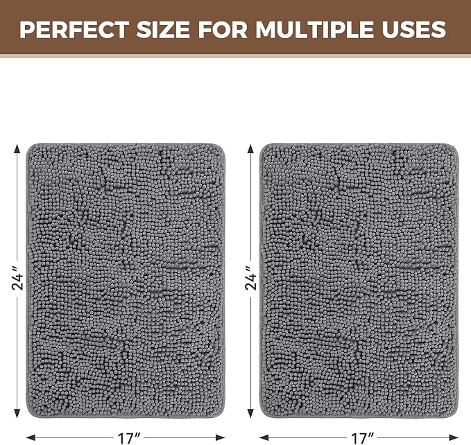 Bcoimo Bathroom Rug Set, Chenille Bathroom Rugs, Absorbent Non Slip Plush Bath Mats, Machine Washable Fast Drying Floor Mats for Tub, Shower, Sink, Vanity