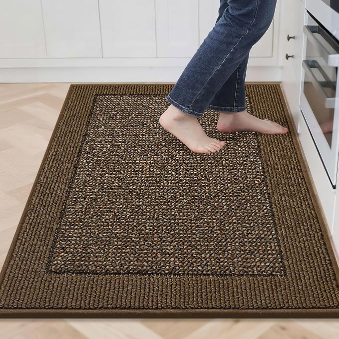 BEQHAUSE Kitchen Rugs 32"x48", Kitchen Runner Rug Non-Slip Kitchen Mats for Floor, Absorbent and Stain Resistant Kitchen Mats, Machine Washable Rugs for Kitchen, Hallway, Laundry & Sink, Brown
