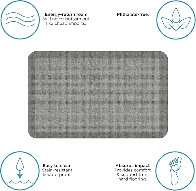 NewLife by GelPro Decorative Foam Floor Mat, 20" x 32", Tweed Grey Goose