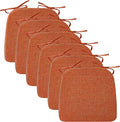 Ruqmuis Chair Cushions for Dining Chairs, 2" Thick Seat Cushions for Kitchen Chairs, D-Shaped Chair Pads with Washable Cover, Ties and Non Slip Backing, 17'' x 16'', Set of 6, Orange