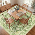 RELEANY Area Rugs Square 7ft Washable Non-Slip, Floral Vintage Distress Medallion Carpet for Living Room Bedroom Dining Room, Sage Green Yellow