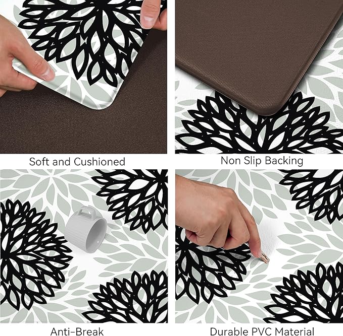 Kitchen Mats Set of 2 Cushioned Anti Fatigue Kitchen Rugs Non Slip Waterproof Kitchen Runner Memory Foam Kitchen Floor Mat Comfort Standing Mat for Sink,Office,Laundry