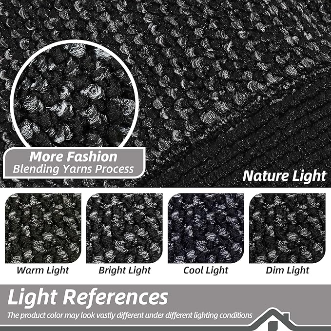 BEQHAUSE Kitchen Rugs 32"x48", Kitchen Runner Rug Non-Slip Kitchen Mats for Floor, Absorbent and Stain Resistant Kitchen Mats, Machine Washable Rugs for Kitchen, Hallway, Laundry & Sink, Black